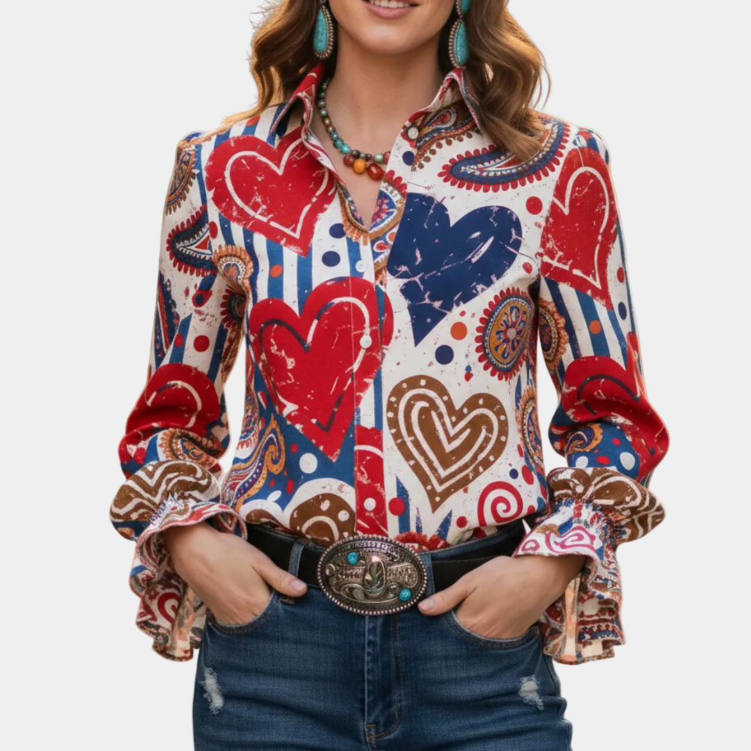 Shirt Vintage with Printed Heart