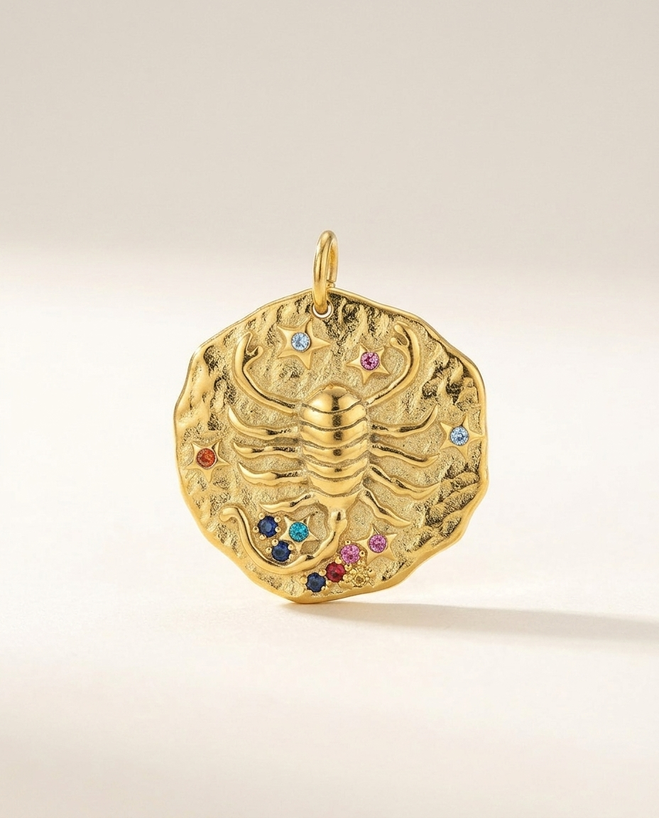 Scorpio zodiac pendant in gold-plated stainless steel